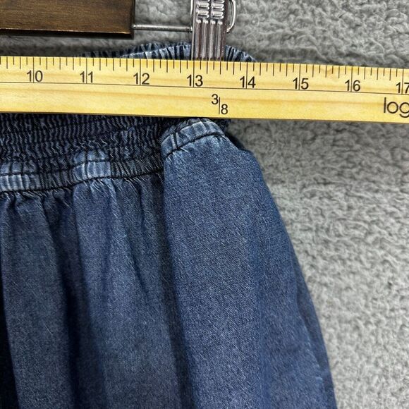 BCBGeneration Bubble Mini Skirt Womens Large Blue Chambray Embroidered Boho Y2K - Picture 2 of 7